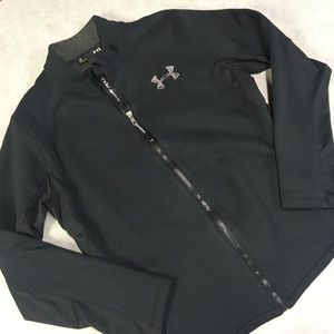 Under Armour Black Zip Front Fleece Lined Semi-Fitted Warm-up Jacket